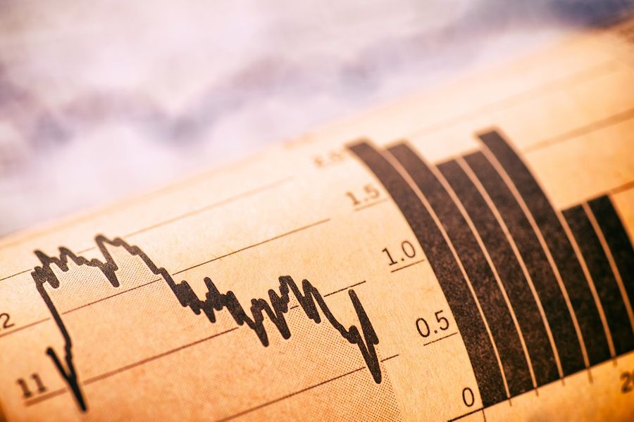 Diagramme zeigen die Kurse von Aktien